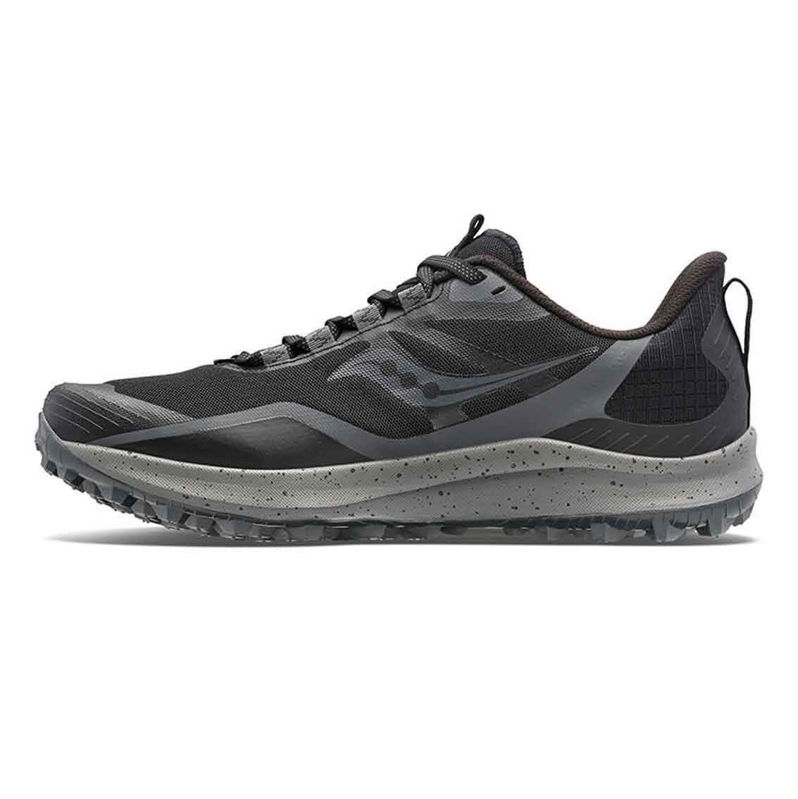 Womens Saucony Peregrine 12 (Wide) - Black / Charcoal