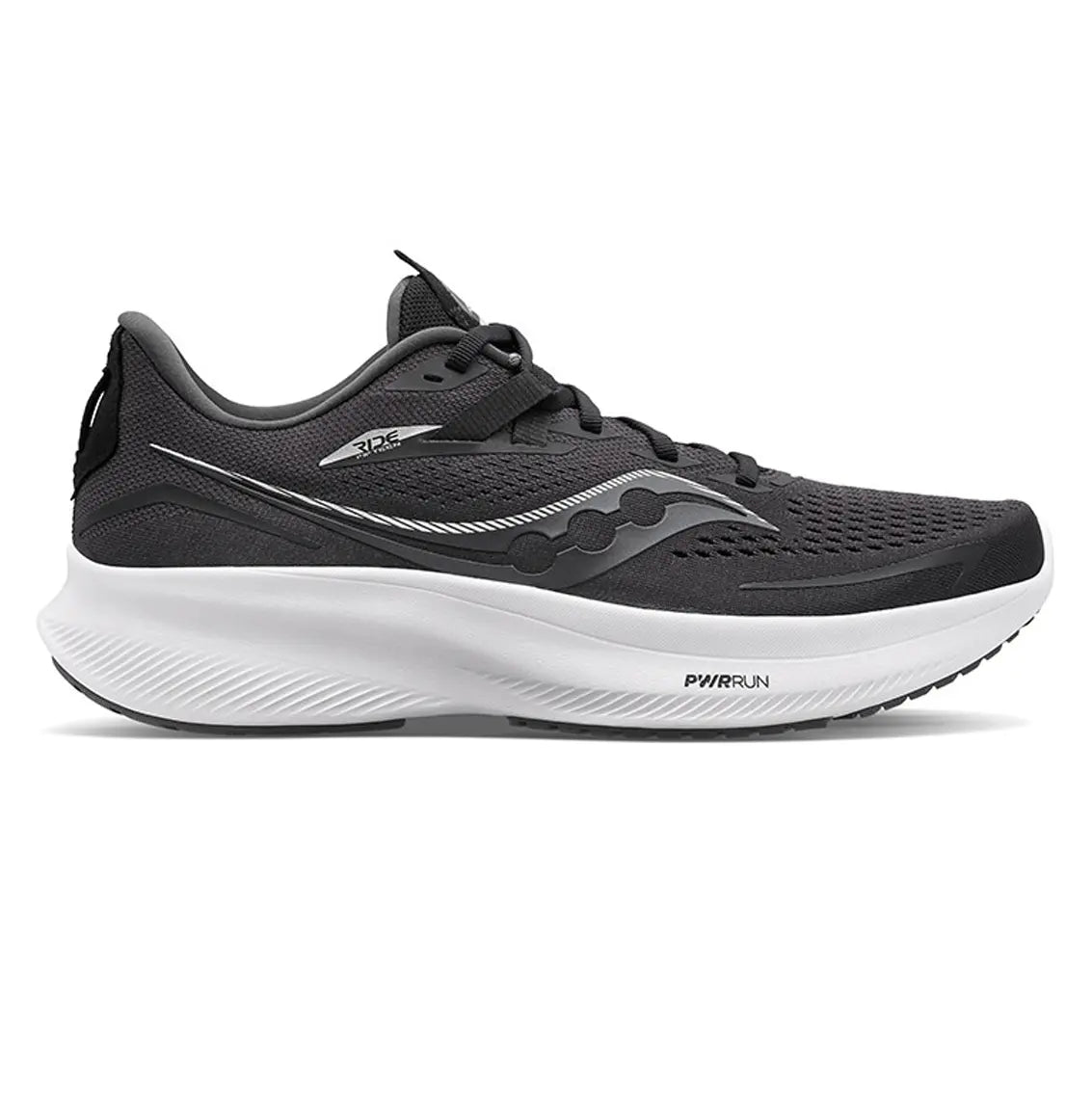 Womens Saucony Ride 15 (Wide) - Black / White