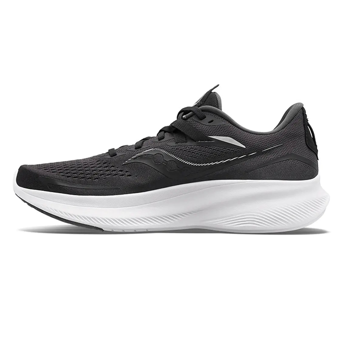Womens Saucony Ride 15 (Wide) - Black / White