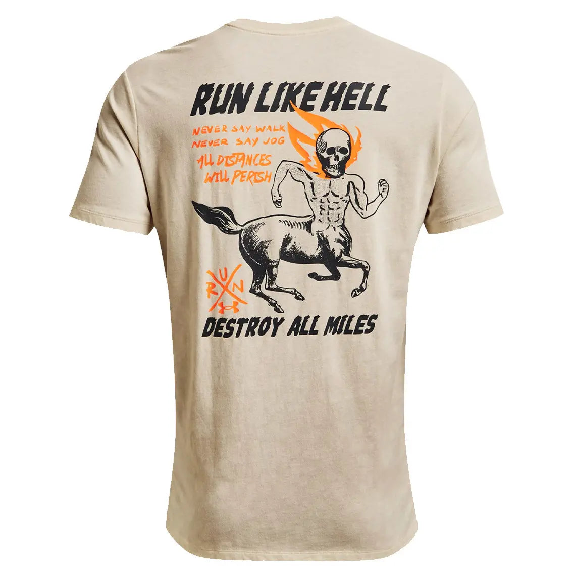 Mens Under Armour Destroy All Miles Tee - Stone / Jet Grey