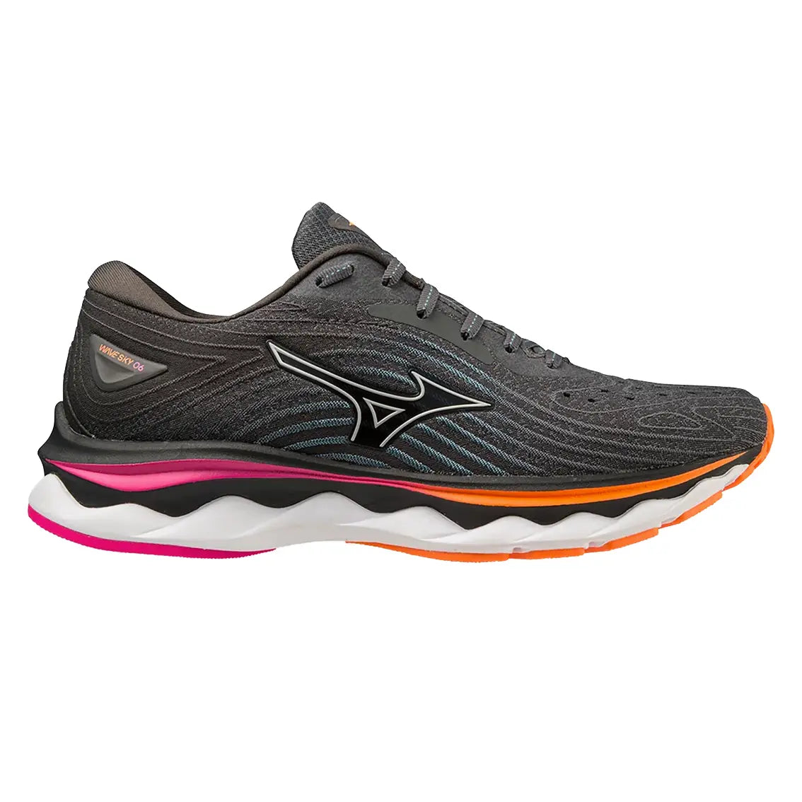 Womens Mizuno Wave Sky 6 (Wide) - Iron Gate / Nimbus Cloud / Neon Pink